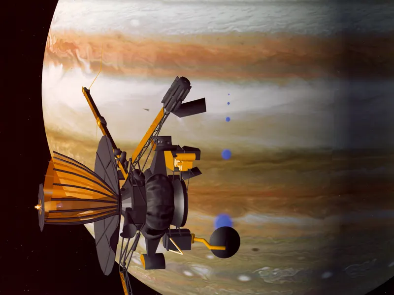 Artist’s impression of the Galileo spacecraft near Jupiter