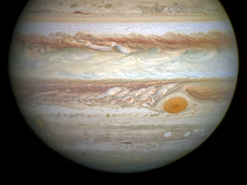 Jupiter with a smaller, rounder Great Red Spot